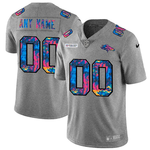 Men's Denver Broncos ACTIVE PLAYER Custom 2020 Grey Crucial Catch Limited Stitched NFL Jersey